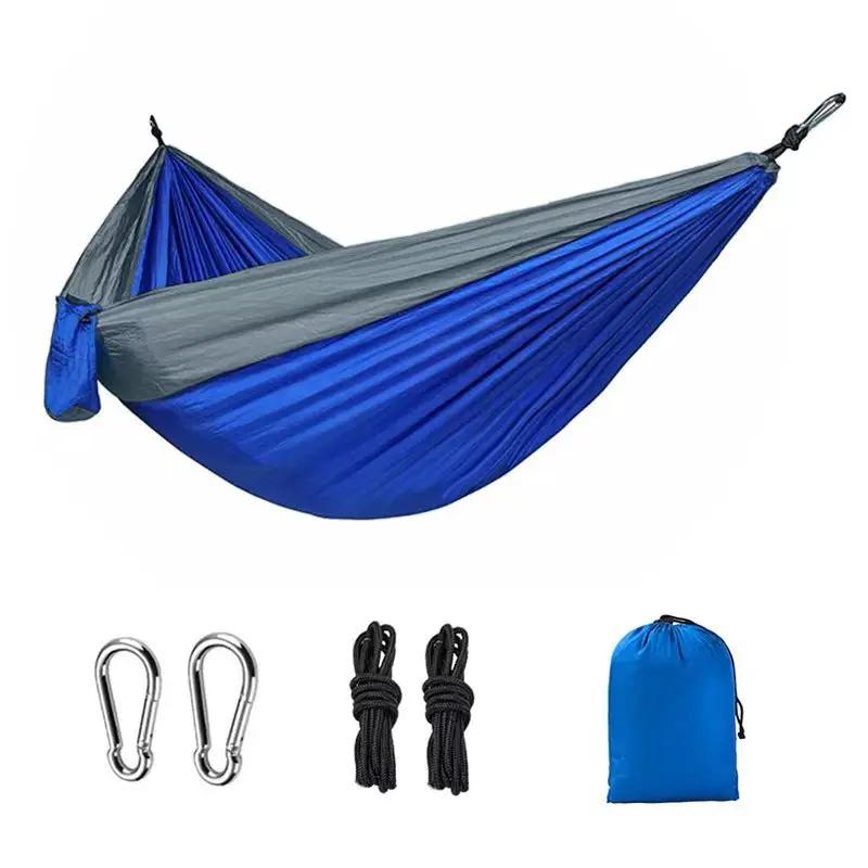 Light double nylon camping hammock with straps. Great for trips, beach, yard & garden. by eprolo