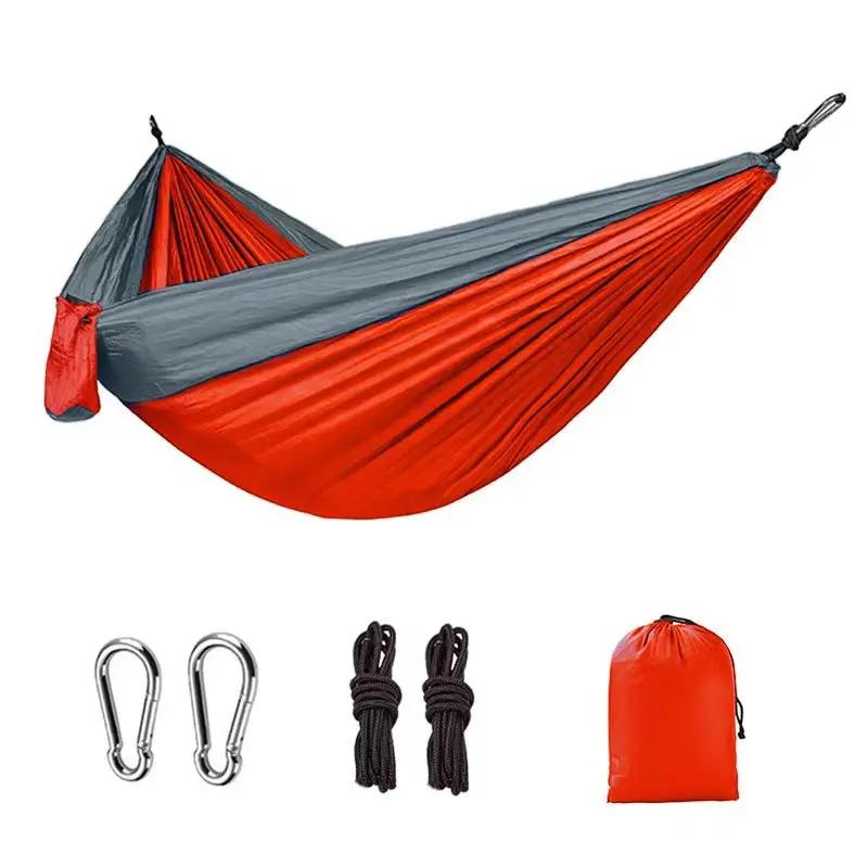 Light double nylon camping hammock with straps. Great for trips, beach, yard & garden. by eprolo