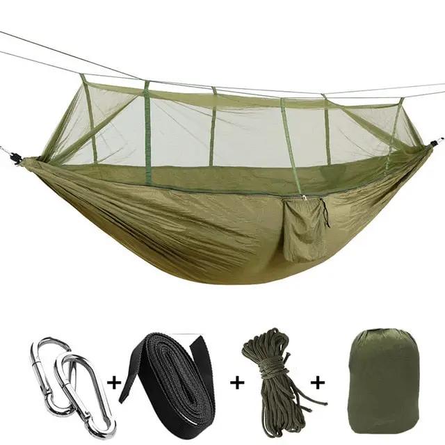 1 2 Person Outdoor Mosquito Net Parachute Hammock Camping Hanging Sleeping Bed Swing Portable Double Chair Hamac Army Green by eprolo