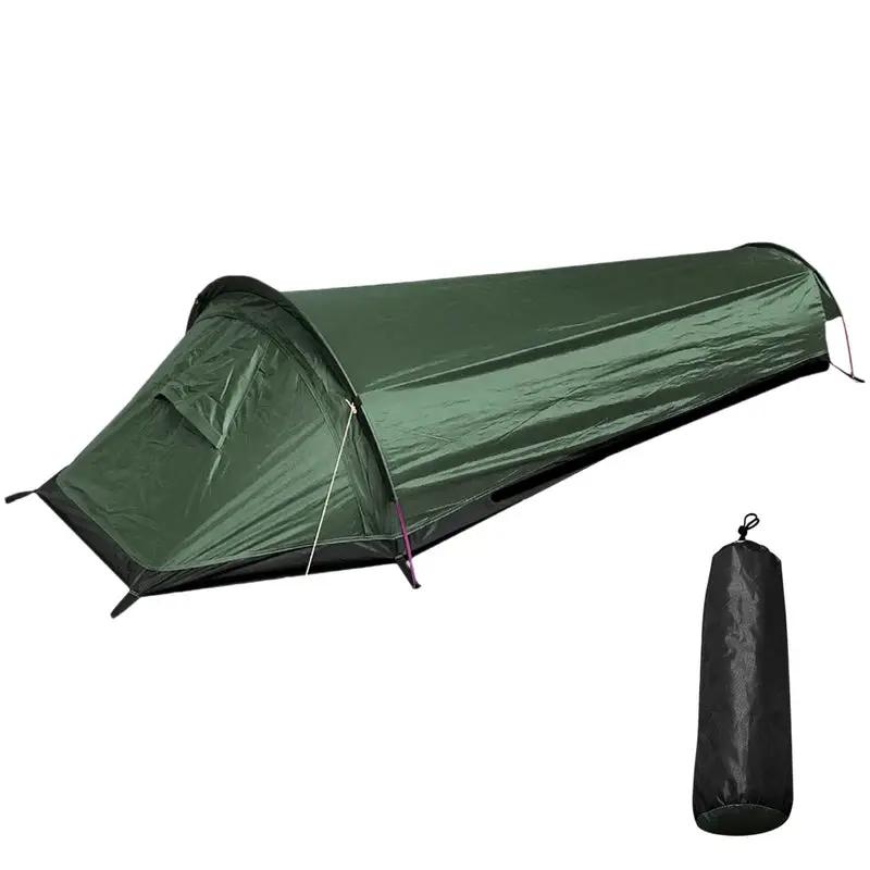 Camping Single Person Tent Ultralight Compact Outdoor Sleeping Bag Tent Larger Space Waterproof Backpacking Tent Cover Hiking by eprolo