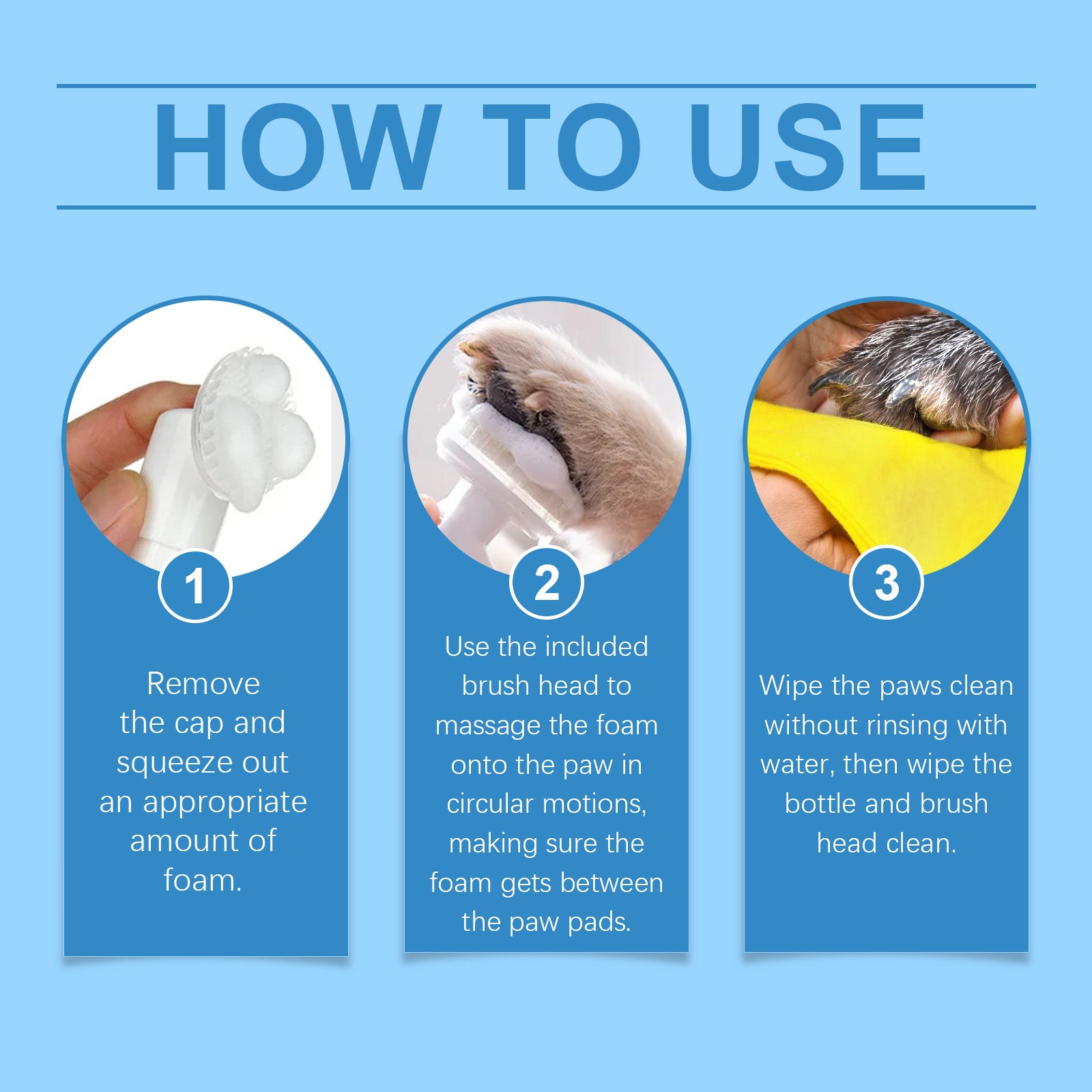 TrailPaw No-Rinse Paw Foam Cleaner for Dogs & Cats