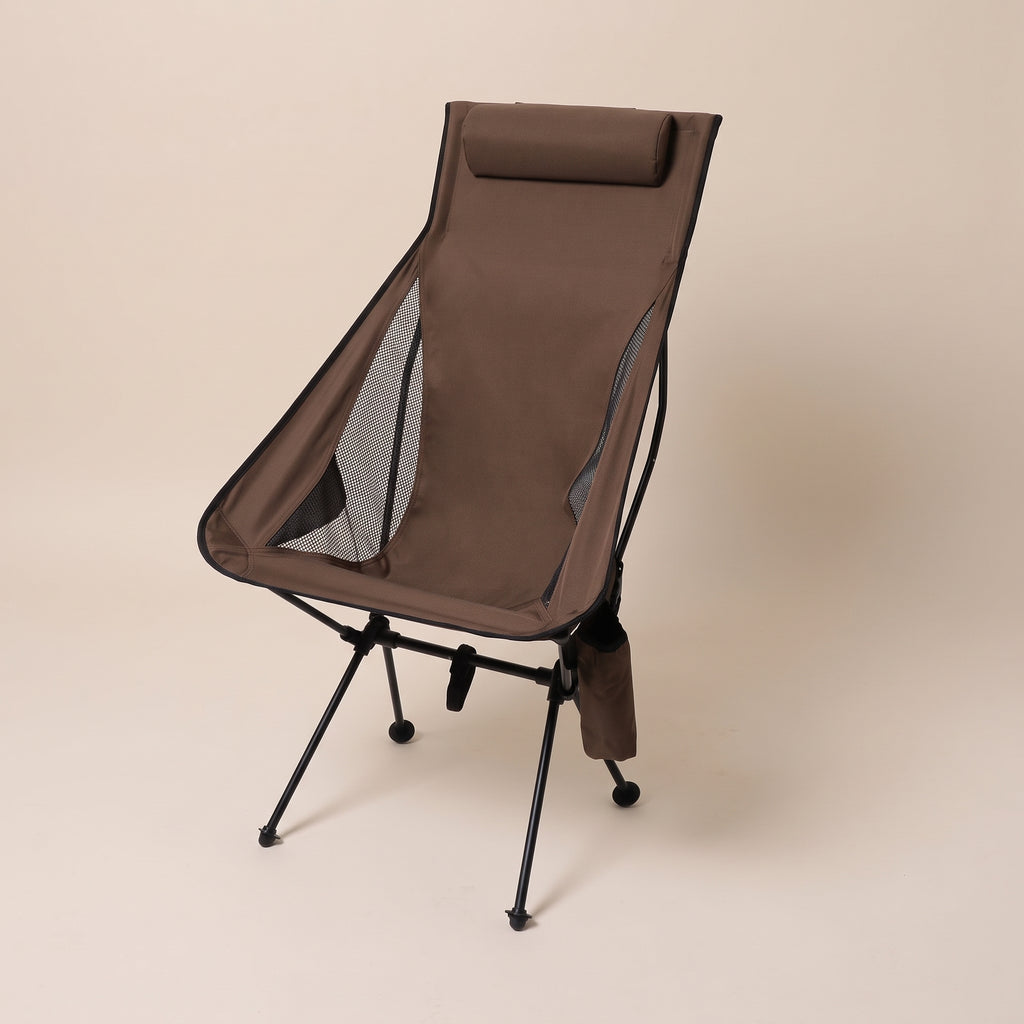 TrailPaw folding camping chair with headrest, Brown, studio product photo