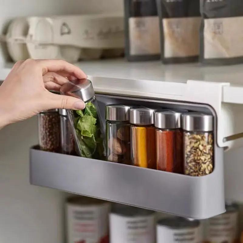 Home Kitchen Self-adhesive Wall-mounted Under-shelf Spice Organizer Spice Bottle Storage Rack Kitchen Supplies Storage In Stock by eprolo