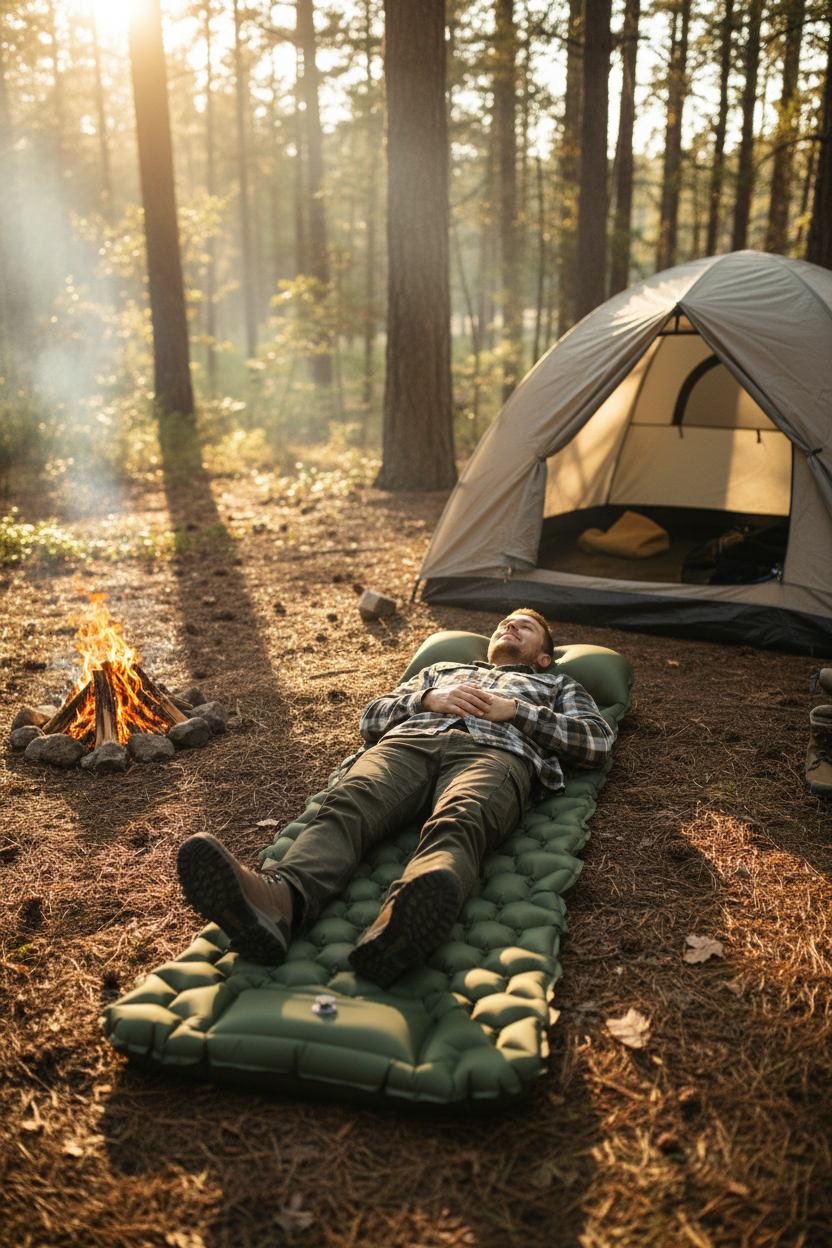 TrailPaw Ultralight Inflatable Sleeping Pad with Pillow