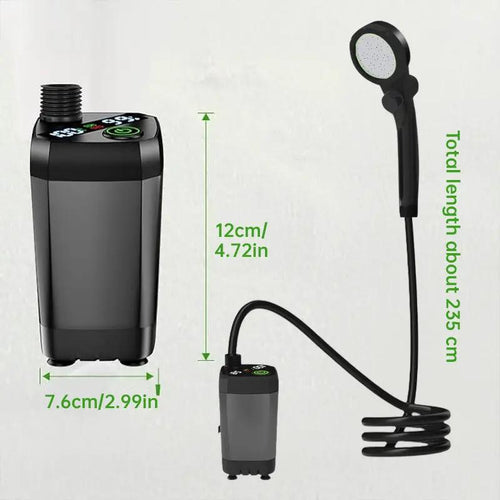 Camping & Hiking Portable Shower - 6000mAh Rechargeable, Full-Screen Digital Display by eprolo