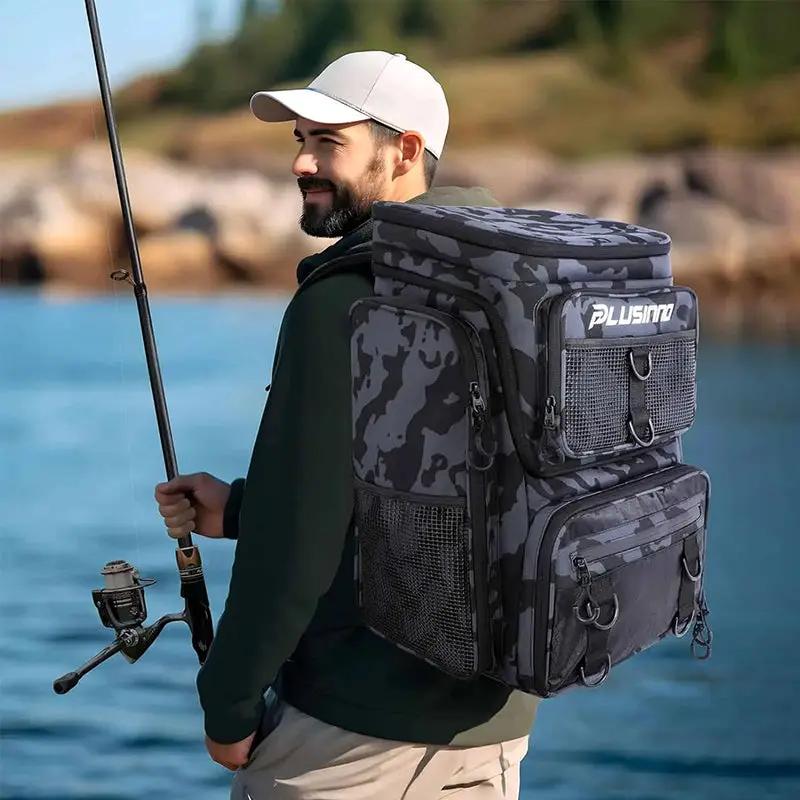 Fishing Backpack with Rod Holder, Tackle Organizer Box & Hiking Storage by eprolo