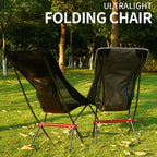 Outdoor Folding Chair Heighten Moon Chair Portable Camping Fishing Chair Leisure Beach Chair Back Chair by eprolo