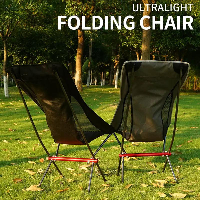 Outdoor Folding Chair Heighten Moon Chair Portable Camping Fishing Chair Leisure Beach Chair Back Chair by eprolo