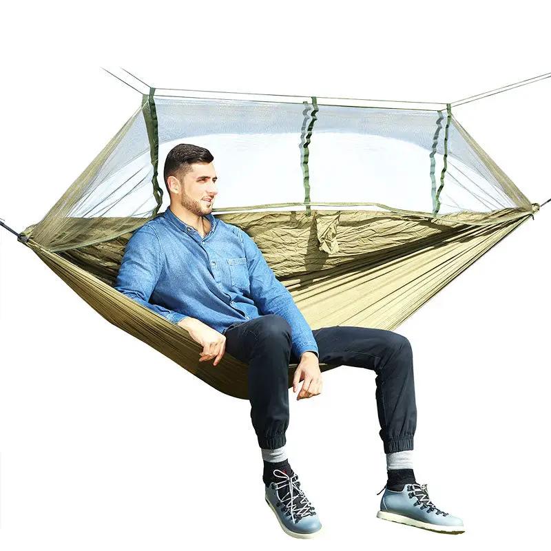 1 2 Person Outdoor Mosquito Net Parachute Hammock Camping Hanging Sleeping Bed Swing Portable Double Chair Hamac Army Green by eprolo