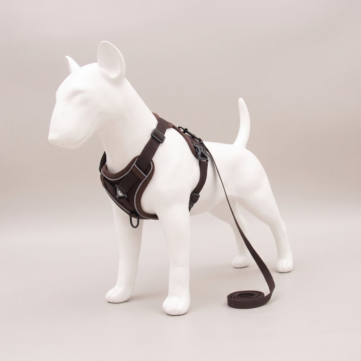 TrailPaw Reflective Mesh Dog Harness & Leash Set - Coffee
