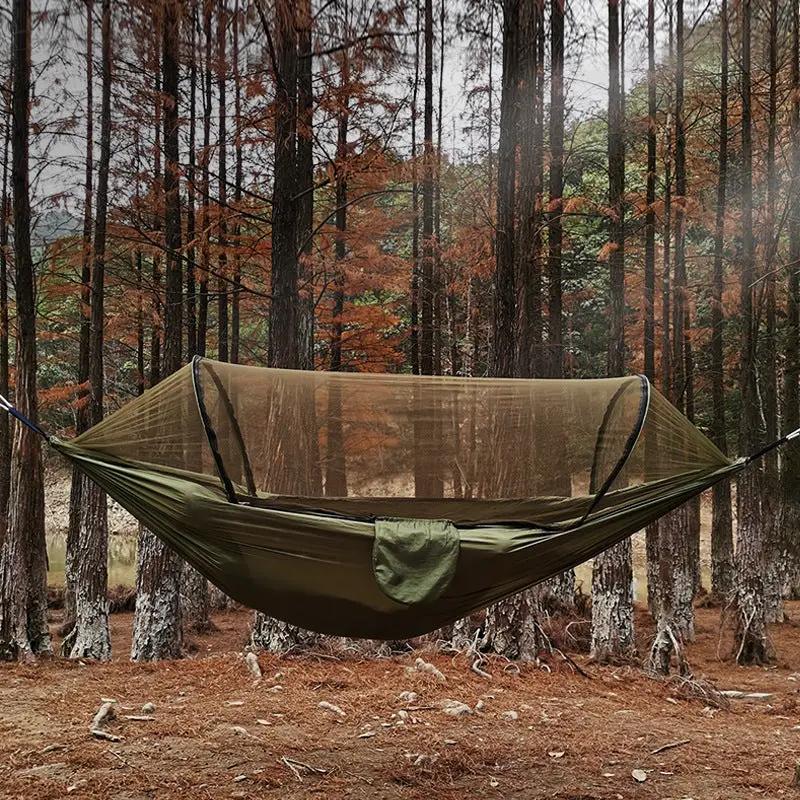Automatic Quick Opening Mosquito Net Hammock Outdoor Camping Pole Mosquito Net Hammock Anti Roll Nylon Hammock by eprolo