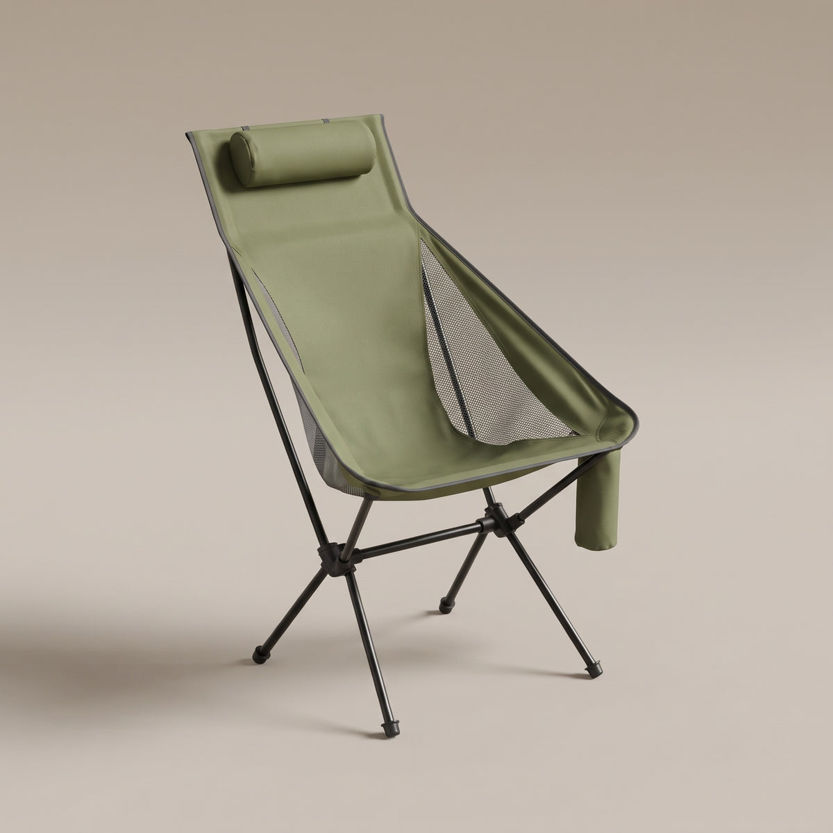 TrailPaw folding camping chair with headrest, Green, studio product photo