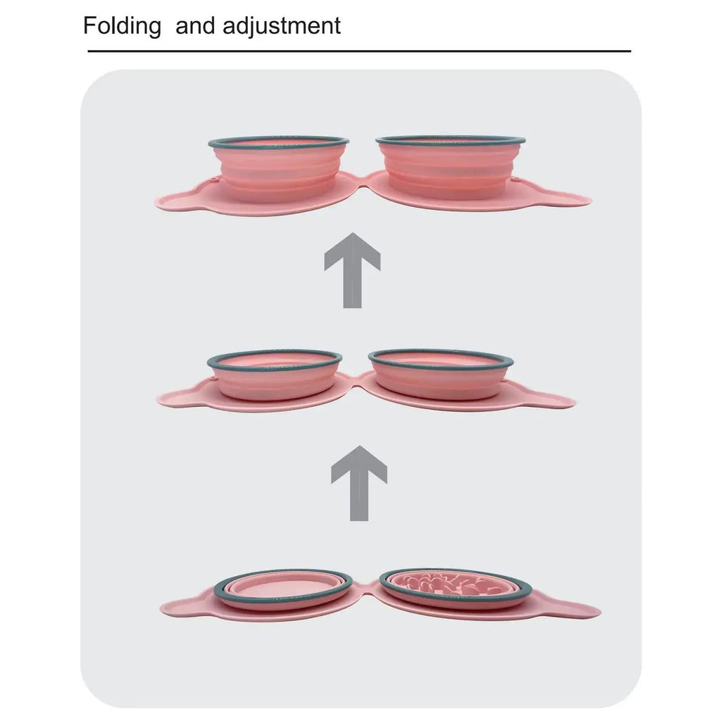 TrailPaw Collapsible Double Dog Bowl with Spill-Proof Mat by eprolo