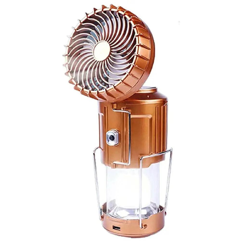 Portable Outdoor LED Camping Lantern With Fan Solar Charge Rechargeable Light Hanging Tent Lamp Fish Flashlight by eprolo