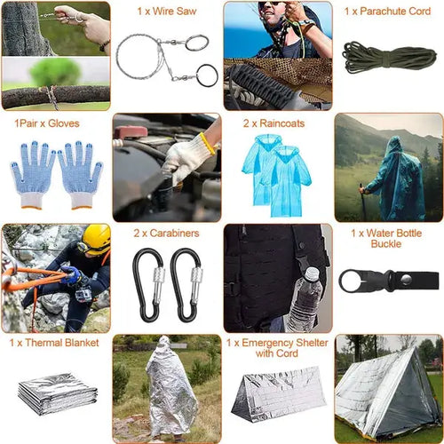 125Pcs Survival Kits Professional Emergency Survival Gear Tactical First Aid Kit Supplies For Outdoor Adventure Camping Hiking Hunting by S.H.WS Essentials