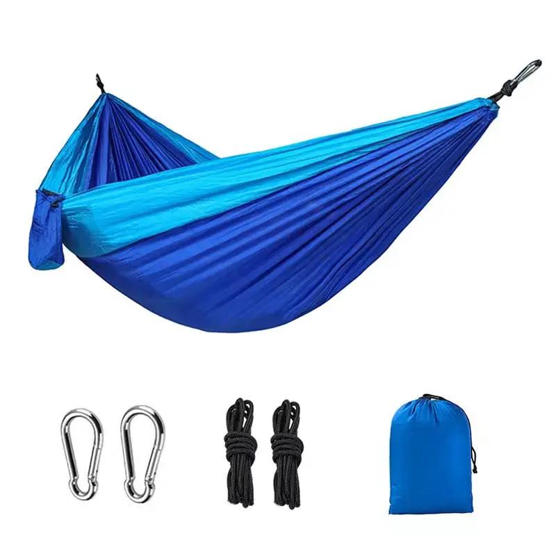 Outdoor Hammock Camping Single And Double Parachute Fabric Color Matching Hammock Widened Swing Indoor Leisure by eprolo