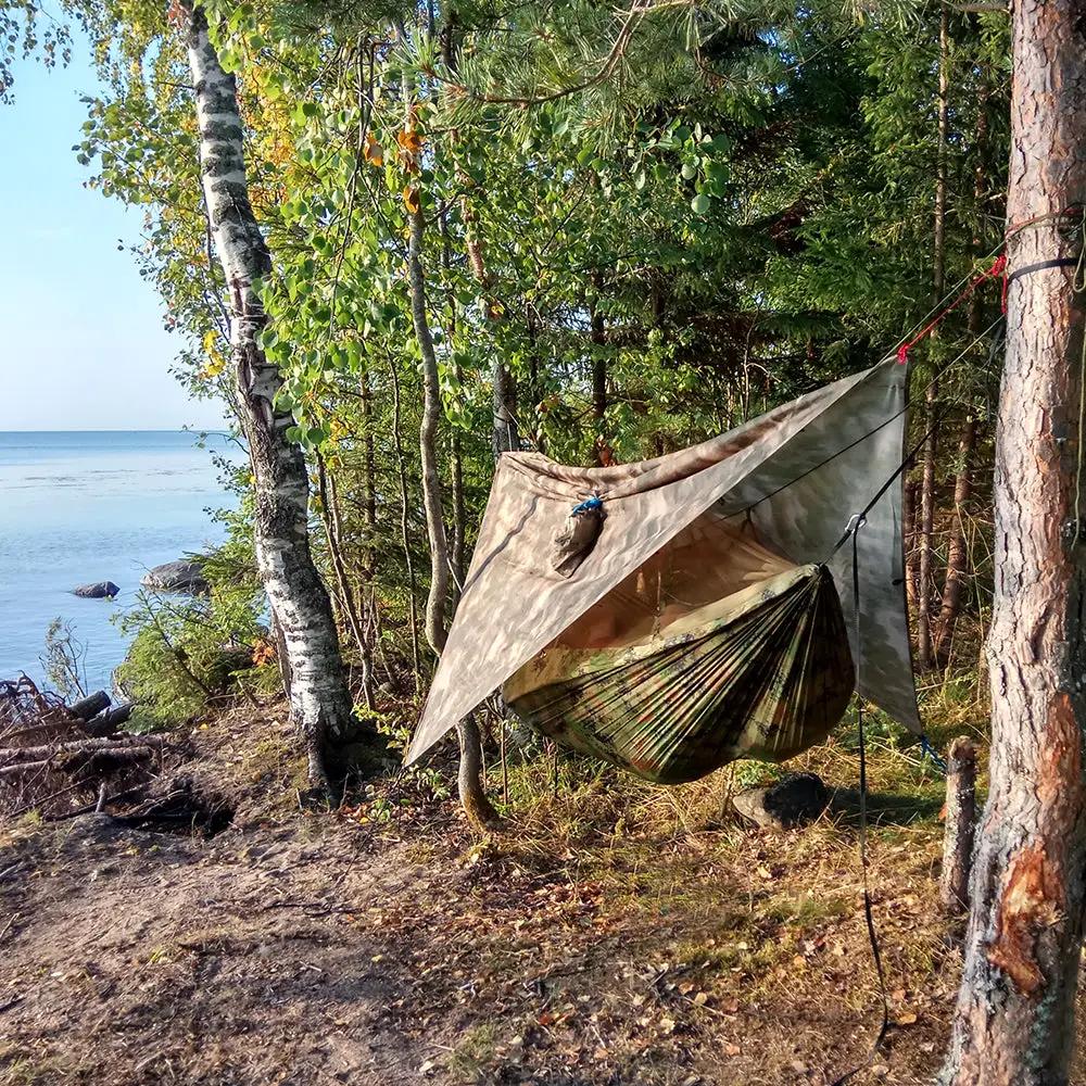 1 2 Person Outdoor Mosquito Net Parachute Hammock Camping Hanging Sleeping Bed Swing Portable Double Chair Hamac Army Green by eprolo