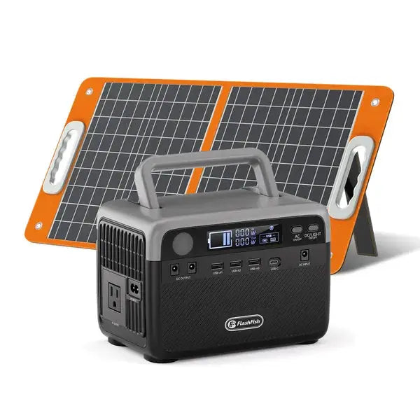 Flashfish 300W Power Station + 60W Solar Panel 230.4Wh LiFePO4 (Peak 600W) Solar Generator AC Outlets Portable Power Station,Power Bank, Battery Backup For Hurricane Emergency/Outdoor Camping by S.H.WS Essentials