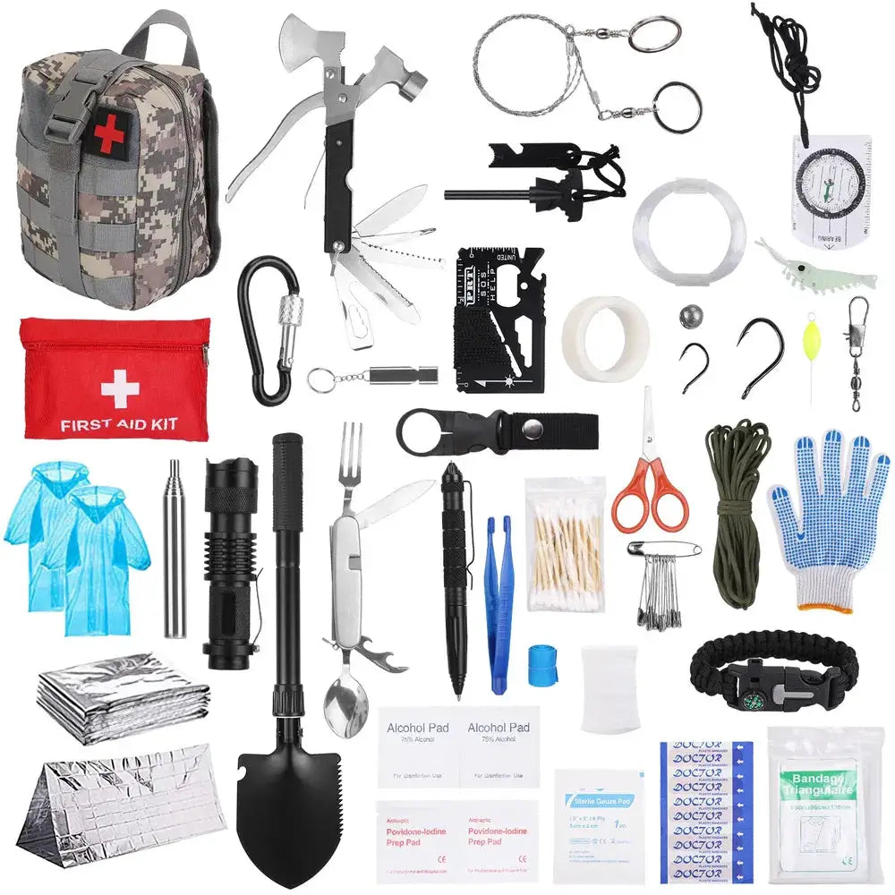 125Pcs Survival Kits Professional Emergency Survival Gear Tactical First Aid Kit Supplies For Outdoor Adventure Camping Hiking Hunting by S.H.WS Essentials