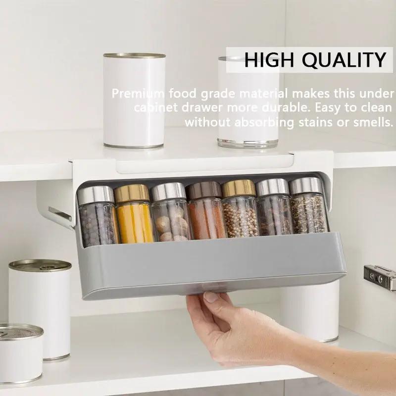 Home Kitchen Self-adhesive Wall-mounted Under-shelf Spice Organizer Spice Bottle Storage Rack Kitchen Supplies Storage In Stock by eprolo