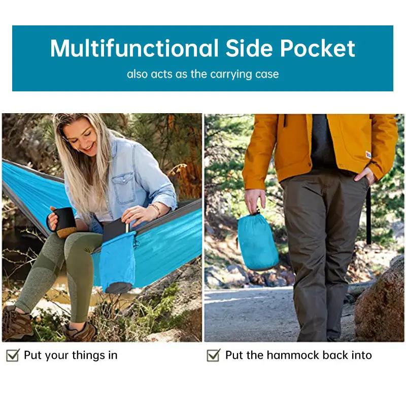 Light double nylon camping hammock with straps. Great for trips, beach, yard & garden. by eprolo