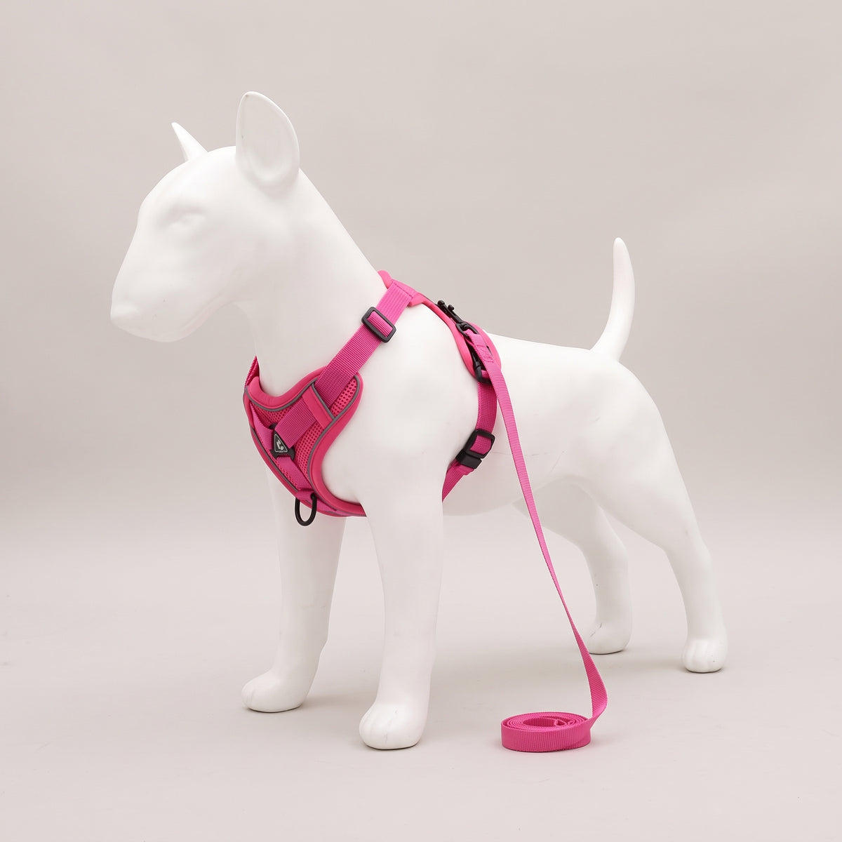 TrailPaw Reflective Mesh Dog Harness & Leash Set - Rose Red