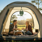 3-in-1 Camping Fan With LED Lantern, Hanging Tent Fan 3 Wind Speeds, Remote Control Timer, USB Power Bank, Low Noise Rechargeable Fan With Battery Display, Detachable Blades For Outdoor Indoor Use by S.H.WS Essentials