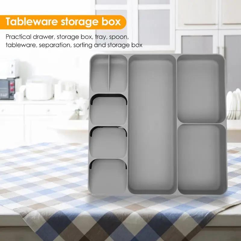 Cutlery Organizer Kitchen Drawer Organizer Tray Spoon Cutlery Separation Finishing Storage Box Tableware Kitchen Tool Dropship by eprolo