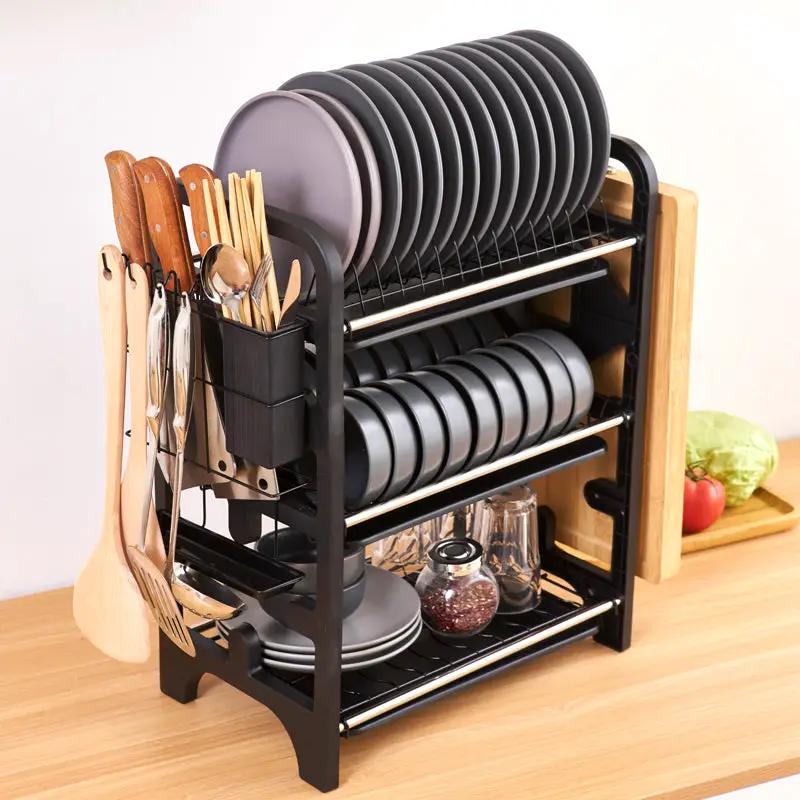 2 Layers Stainless Steel Dish Storage Rack Kitchen Storage Holder Dish Bowl Drain Rack by eprolo