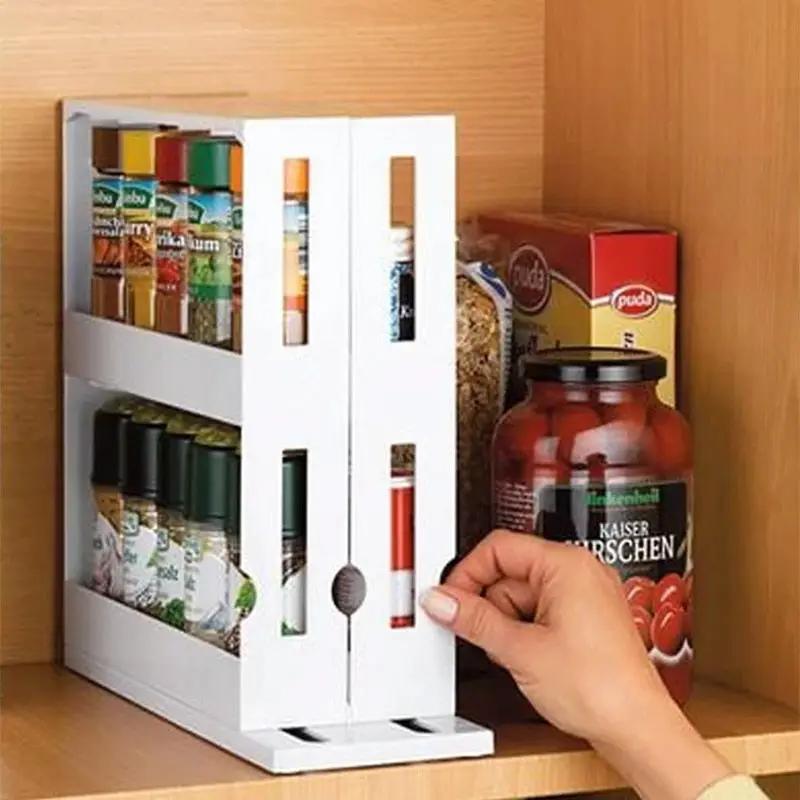 Kitchen Spice Organizer Rack Multi-Function Rotating Storage Shelf Slide Kitchen Cabinet Cupboard Organizer Kitchen Storage Rack by eprolo
