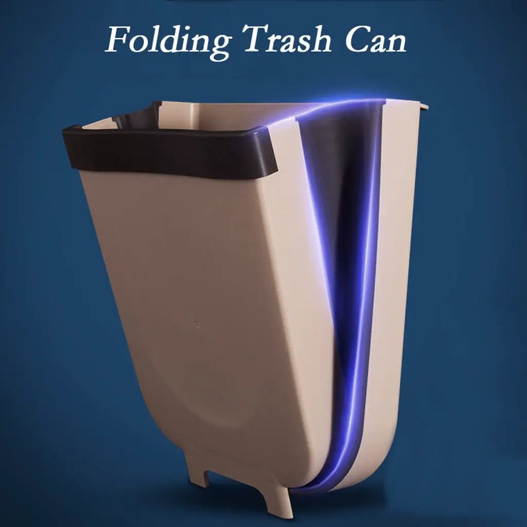 Folding Waste Bin Kitchen Cabinet Door Hanging Trash Bin Trash Can Wall Mounted Trashcan for Bathroom Toilet Waste Storage by eprolo