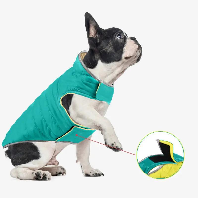 Dog Clothes Autumn Clothing Puppy Neckline Reflective Strip Sports Clothing Schnauzer Small And Medium-Sized Dog Double-Sided Cotton Vest by eprolo