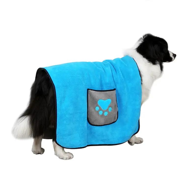 Double-Sided Ultra-Fine Absorbent Fiber Dog Bath Towel Cat Bathrobe Blanket Dual-Use Pet Supplies by eprolo