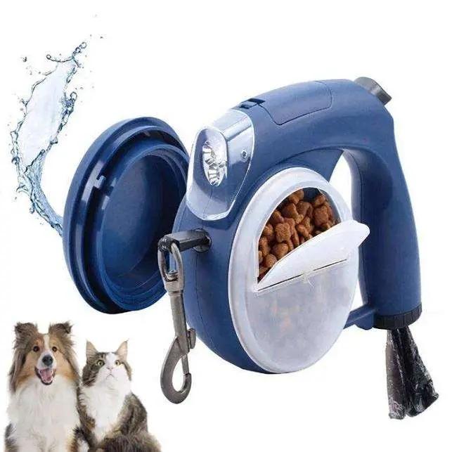 5 In 1 Multifunctional Dog Leash And Collar Custom Waterproof Automatic Led Retractable Dog Leash Poop Bag by eprolo