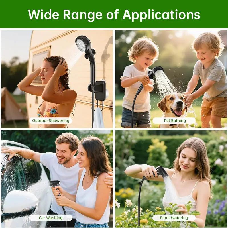 Camping & Hiking Portable Shower - 6000mAh Rechargeable, Full-Screen Digital Display by eprolo