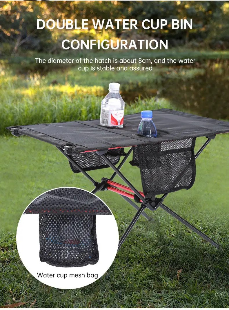 Ultra Light Folding Table Outdoor Camping Camping Car Portable Barbecue Picnic Cup Hole Mobile Phone Bag Small Table by eprolo