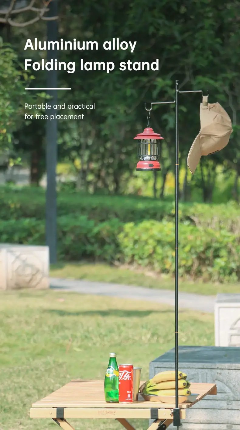 Outdoor Lightweight Aluminum Alloy Portable Camping Lamp Holder Lantern Stand with Storage Bag by eprolo