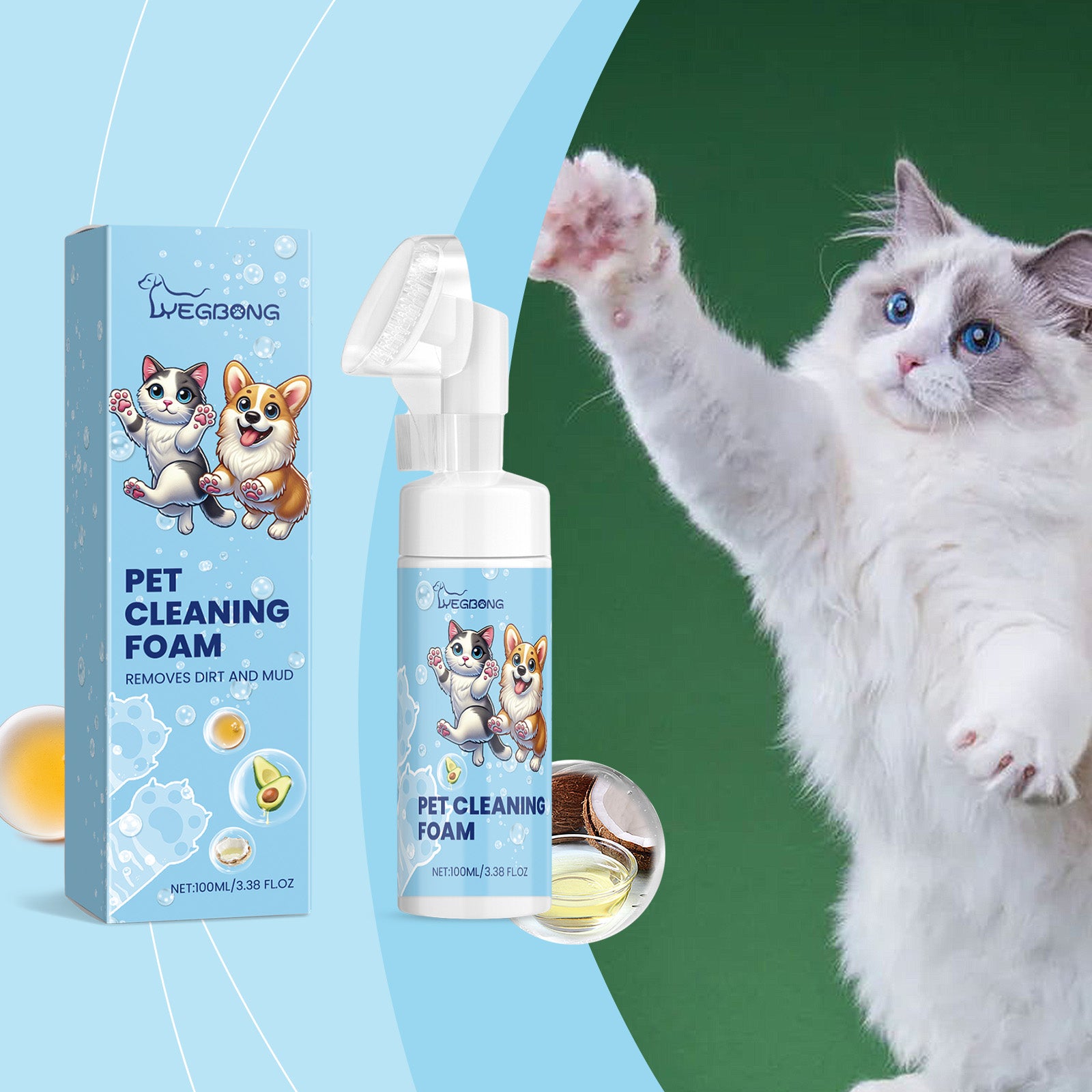 TrailPaw No-Rinse Paw Foam Cleaner for Dogs & Cats
