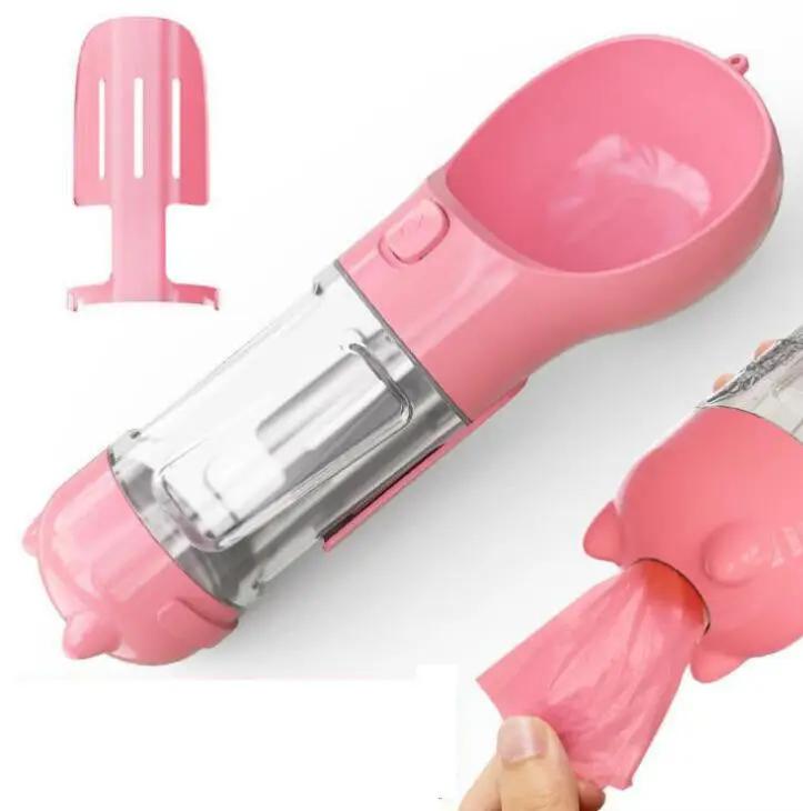 Portable Pet Cat Dog Water Bottle Feeder Container Drinking Bowl Dispenser With Poop Shovel Plastic Bags Leak Proof Lock Sale by eprolo