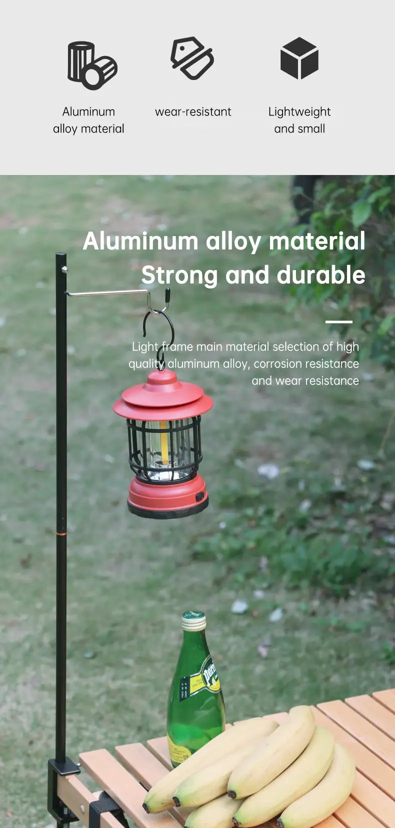 Outdoor Lightweight Aluminum Alloy Portable Camping Lamp Holder Lantern Stand with Storage Bag by eprolo