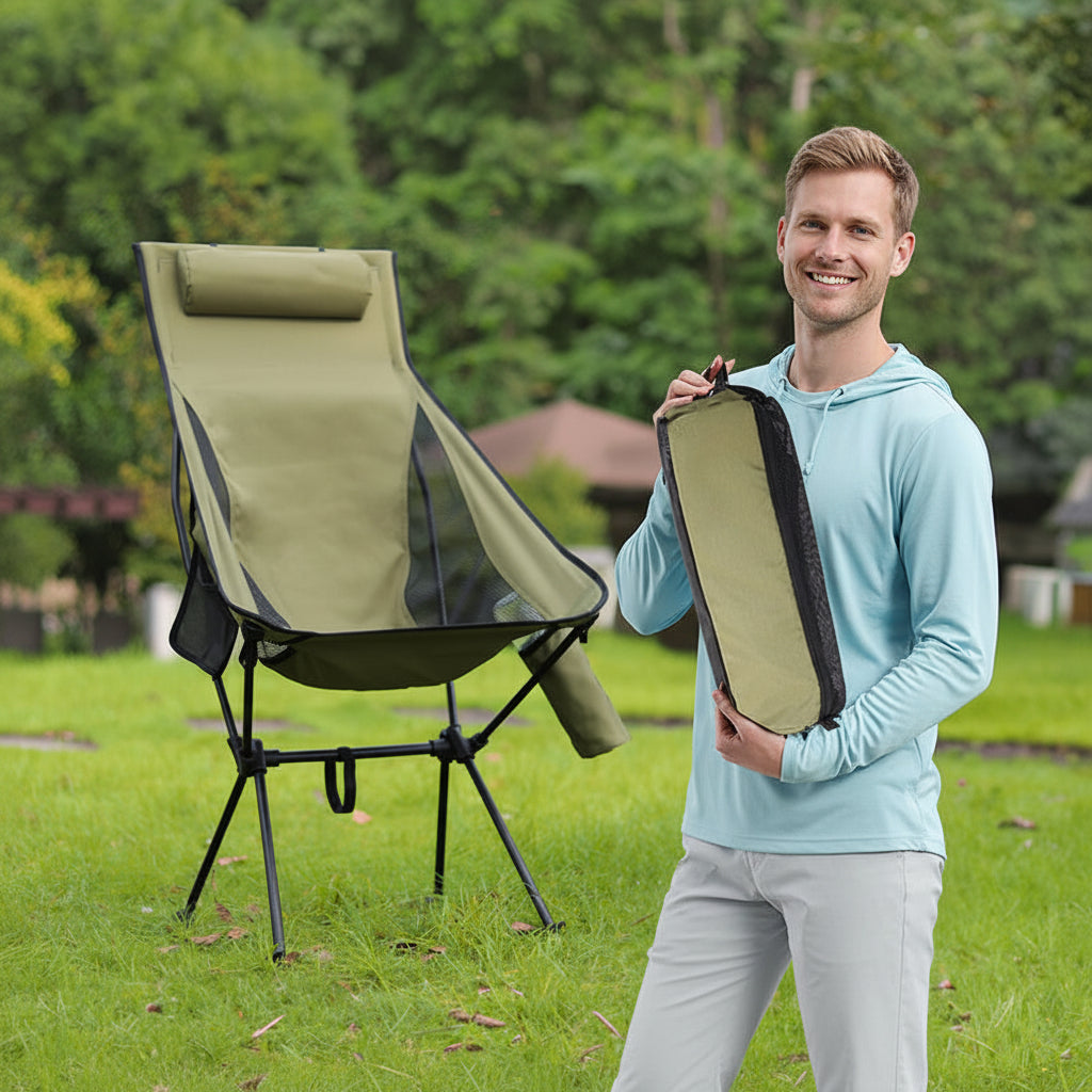 TrailPaw Folding Camping Chair with Headrest