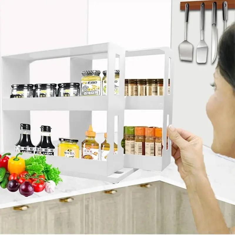 Kitchen Spice Organizer Rack Multi-Function Rotating Storage Shelf Slide Kitchen Cabinet Cupboard Organizer Kitchen Storage Rack by eprolo