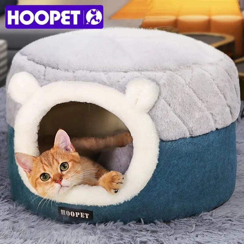 HOOPET Cat Bed House Soft Plush Kennel Puppy Cushion Small Dogs Cats Nest Winter Warm Sleeping Pet Dog Bed Pet Mat Supplies by eprolo