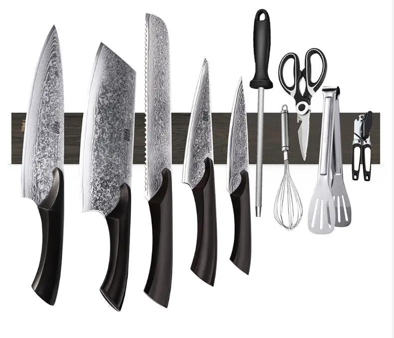 FINDKING Powerful Magnetic Knife Strip Handmade Acacia wood knives Holder Wall Mount Block by eprolo