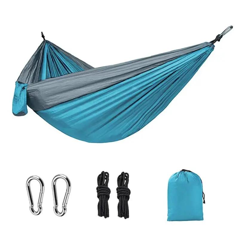Light double nylon camping hammock with straps. Great for trips, beach, yard & garden. by eprolo