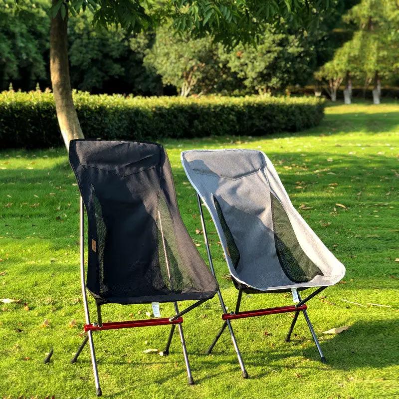 Outdoor Folding Chair Heighten Moon Chair Portable Camping Fishing Chair Leisure Beach Chair Back Chair by eprolo