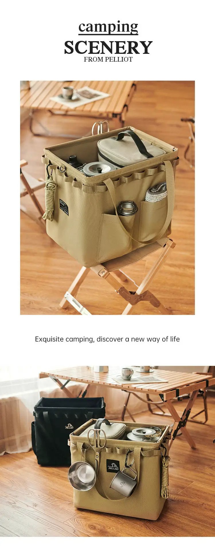 Outdoor Camping Portable Folding Storage Bag Equipment Tent Camping Cutlery Square Organizer Box by eprolo