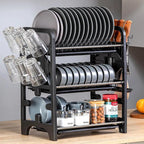 TrailPaw Two-Tier Dish Rack — Stainless Steel, Vertical Drain