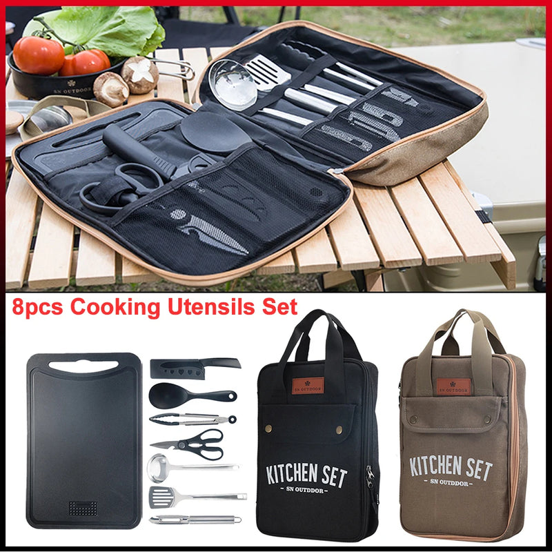 TrailPaw 8-Piece Camp Kitchen Cookware & Utensil Set