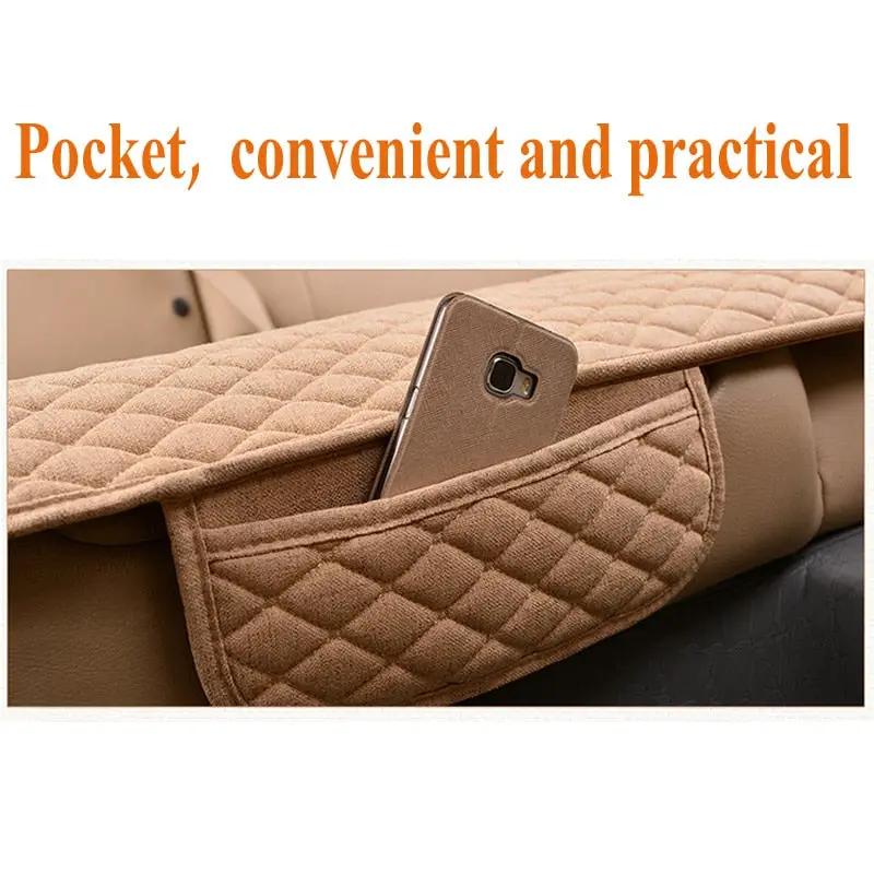 Flax Car Seat Cover Four Seasons Front Rear Linen Fabric Cushion Breathable Protector Mat Pad Auto accessories Universal Size by eprolo